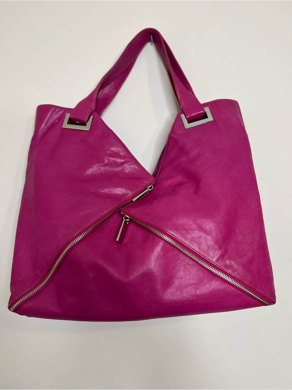 KOOBA Magenta Pink Oversized Leather Ryder Shoulder Bag